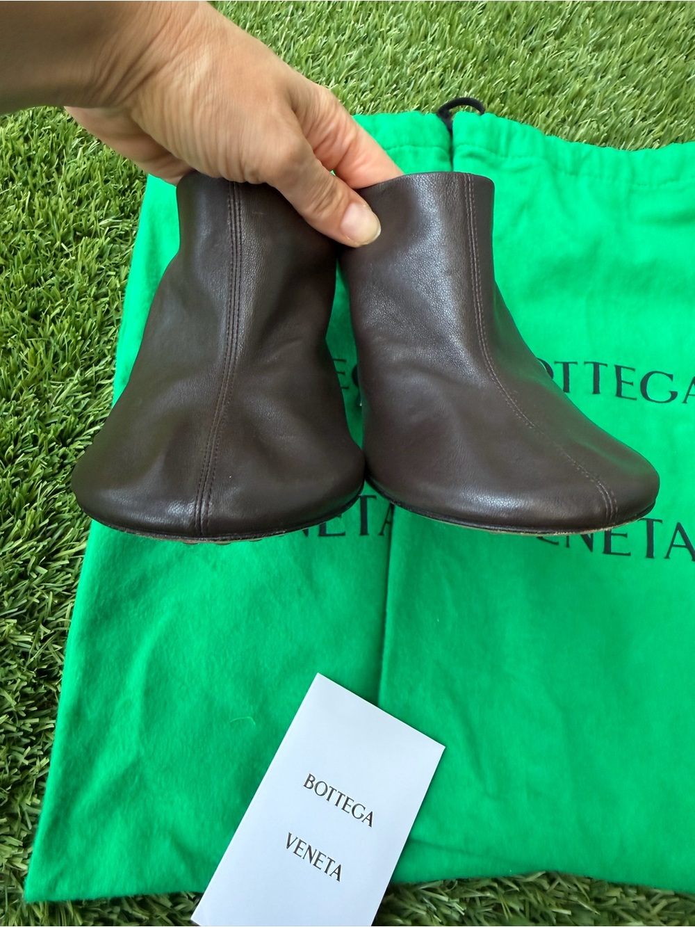 Bottega Veneta Dot Dark Brown Leather Mule Heels Size 37 like new - Picture 2 of 13